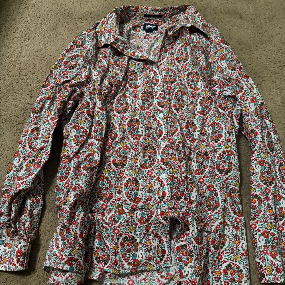Lands' End Multicolor Paisley Shirt